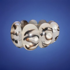 Wide Chunky Resin/Flex Bracelet in Black/Grey/White – 9 1/2” In Diameter Y2K
