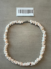 1990 Womens Natural Puka Cream Necklace Shell Beads 19 Inch Barrel Thailand 1980