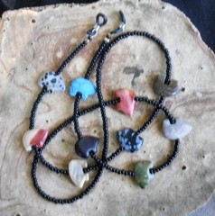 Multi Color Gemstone Zuni Bear Eyeglass Chain – Black, Brown or Gray seed beads