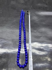 Natural Lapis Lazuli Beads Necklace 11mm AA++ Grade 78.40g Blue Gemstone