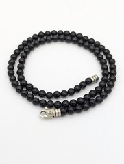 22” Handmade 925 Sterling Silver Black Onyx Bead Necklace
