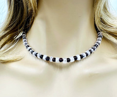 Handmade beaded Garnet Rose Quartz .925 Sterling Silver necklace