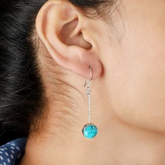 925 Silver Handmade Earrings 100%Natural Turquoise Stone Earrings Jewelry