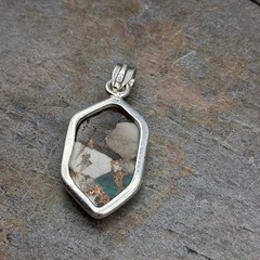 Sterling Silver White Buffalo Turquoise Pendant 925 Southwestern Style