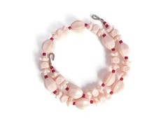 Light Pink Floral Czech Glass Bead Necklace, Handmade with Vintage Beads