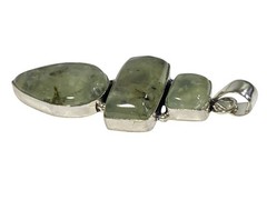Prehnite Cabochon 3 Gemstone Ethnic Handmade Pendant 925 Silver 17.9 g 2.88″