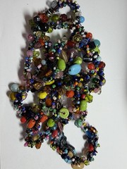 HANDCRAFTED Art Glass Seed Bead TWIST WRAP NECKLACE Multi Color EXTRA LONG 48″