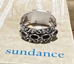 NWT Sundance Catalog Silver Aquamarine Amethyst “Cressida Ring Trio” Sz 7 $178