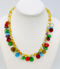 Colorful Glass Disc Bead Necklace 19 in