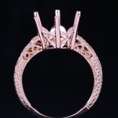 Solid 10K Rose Gold 10.0mm Round Semi Mount Diamond Wedding Fine Ring Setting