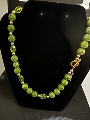 Natural Cloisonné Peridot Stone & Crystal beads Necklace/Bracelet 19″ inches