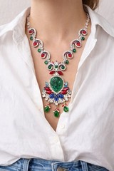 MOANS Couture Baroque-Inspired Carved Glass Necklace/Brooch OOAK