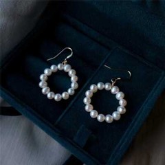 Real Natural White Keshi Baroque Rice Pearl 14k Gold Earrings Formal Handmade
