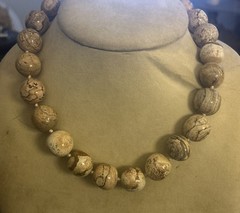HSN picture Jasper heavy 22 mm Gemstone handknotted 18 inch beaded necklace