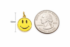 14k SOLID Gold Happy Smile Face Pendant Personalized Necklace, Engrave Text Word