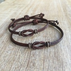 His and Hers Bracelets, Sanibel Style, Leather Couple Bracelets