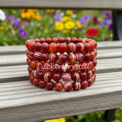 Wholesale 6PCS Natural Carnelian Red Agate 8mm Beads Healing Stretch Bracelet