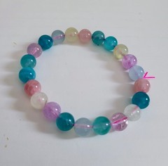 Pastel Gemstone Stretch Bracelet Amazonite Morganite Quartz Amethyst Aquamarine