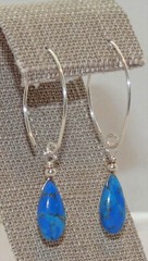 Blue Teardrop Turquoise Earrings in Sterling Silver – Handmade Briolette Jewelry