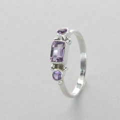 Square / Rectangle AMETHYST Ring Multiple Sizes 925 STERLING SILVER #35e