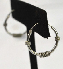 New Wire Wrap Hoop Earrings 15.6 x 2.8mm Sterling Silver
