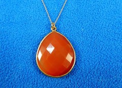 Red Onyx Teardrop Pendant Necklace LaSoula Terra Collection, 24″ Gold Fill Chain