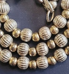 Vintage Italian Silpada Sterling Silver & Brass Fluted Beaded Necklace 24 Inches