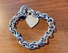 Sterling 925 Marked Silver Heart Charm Bracelet