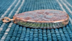 Natural Brown/Blue Ocean Jasper Gemstone Gold Plated Teardrop Artisan Pendant