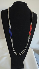Red, Blue & White Patriot 3 layers seed beads Necklace – Free Shipping