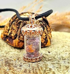 Nature Super Seven Crystal Chips Bottle Pendant Necklace