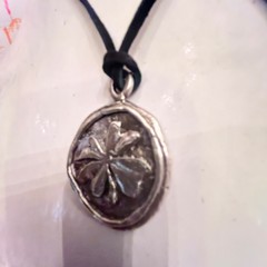 Sterling Silver 4 leaf clover Pendant Necklace LUCKY heavy Sara Samoiloff NYC