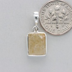 Natural Raw Cut Yellow CITRINE Square Pendant Rough Cut 925 STERLING SILVER #66e