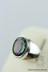 Size 6.5 Oval Cut 13 CARAT MYSTIC TOPAZ 925 Sterling Silver Ring r378