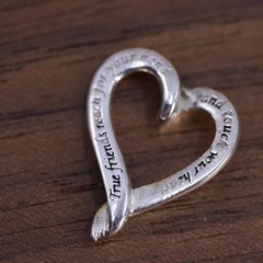 Sterling silver pendant, 925 charm true friend reach for your hand touch heart