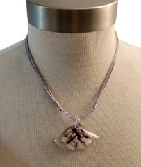 Art Glass Flower Pendant Lavender Cord 16″ Long Lobster Clasp