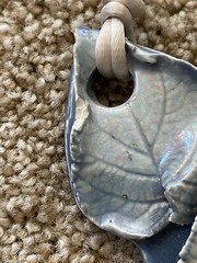 Fired Fantasies Clay Pottery Statement Necklace Fairy Image With Pattern Leaf