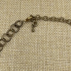 Artisan Gold Tone Chain Teal Blue Crystal & Acrylic Beaded Bib Fashion Necklace