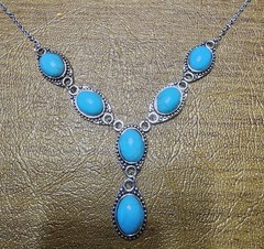 New Turquoise Teardrop Pendant Statement Necklace Western Necklace