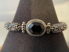 Sarda, Balinese Artisan Made, Beautiful,Black Spinel, Adjustable, 925, Bracelet
