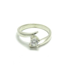 Sterling Silver Ring Stamped Solid 925 With 5mm Cubic Zirconia Handmade