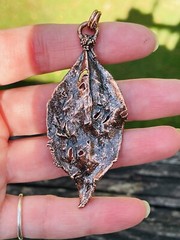 Real Copper Leaf Pendant Rustic Forest Jewelry Handmade copper anniversary