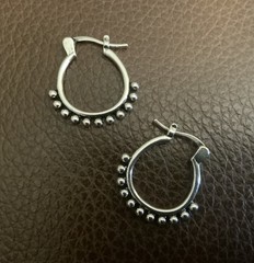 Sundance Balinese Silver Hoop Earrings Geometric Catalog Boho Tribal VTG Ethnic