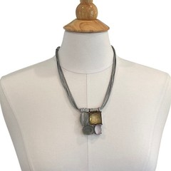 Chico’s Statement Necklace, Pastel Stones, Corded Chain, Boho, Lagenlook