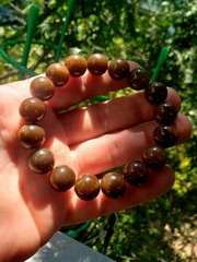 Genuine Hetian Jade Brown Sugar Nephrite Bracelet Beautiful 12mm Beads