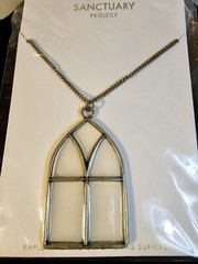 2p Sanctuary Project Stained Glass Window Necklace & Eearings Gold Tone Brass