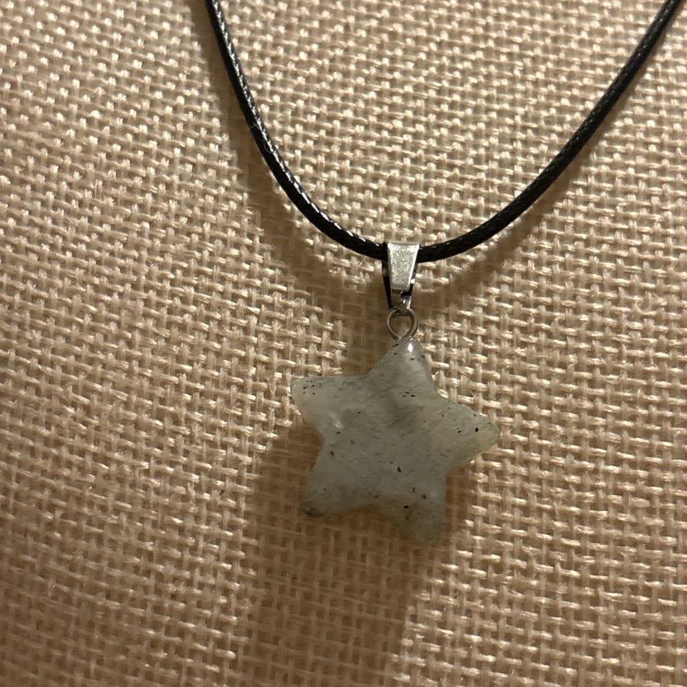 Labradorite Heart Necklace | Handmade Stone Pendant | Leather Cord | 18 Inch