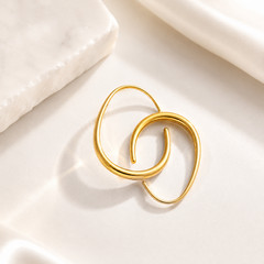 Sculptural Gold Hoop Earrings Women Abstract Statement Huggies 18K Waterproof