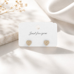 PAVE CZ HEART STUD EARRINGS – 18K Gold, Waterproof | Romantic Sparkle Studs