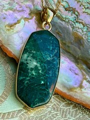 Charles Albert Green Jasper & Alchemia Gold Handcrafted Artisan Pendant Necklace